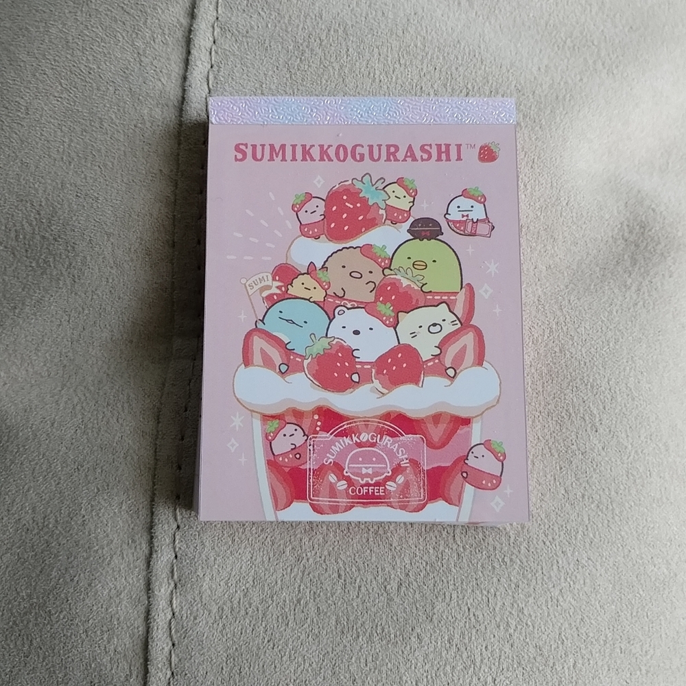 San-X Sumikko Gurashi strawberry fair mini memo pad - Sundae